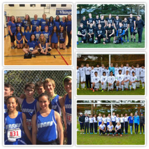 Fall sports teams, clockwise form top left: Volleyball, Football, Boys soccer, Girls soccer, Cross Country / Yearbook staff