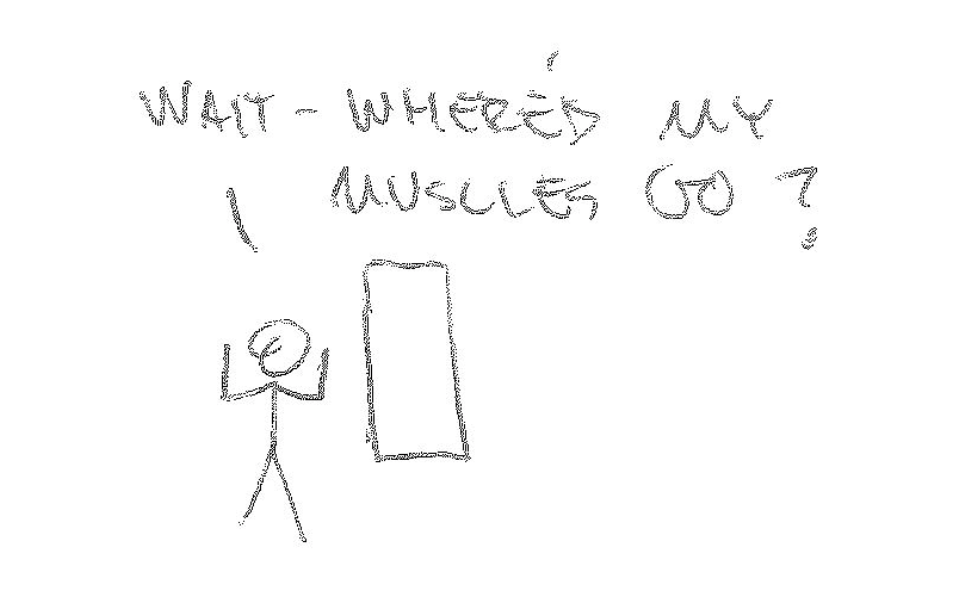 Stick man can not see muscles